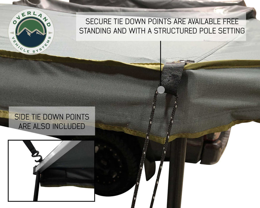 OVS Nomadic Awning 180 Degree - Dark Gray Cover With Black Cover Side Tie Down
