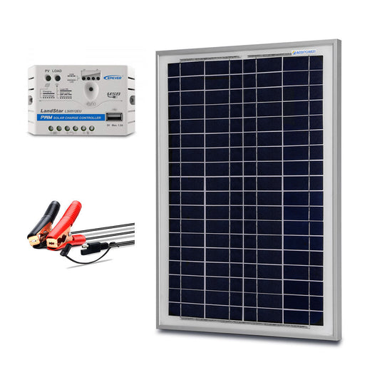 ACOPOWER 25W Off-grid Solar Kit, 5A charge controller SAE connector
