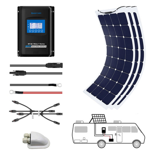 ACOPOWER 330Watts Flexible Solar RV Kit w/ 30A MPPT Charge Controller