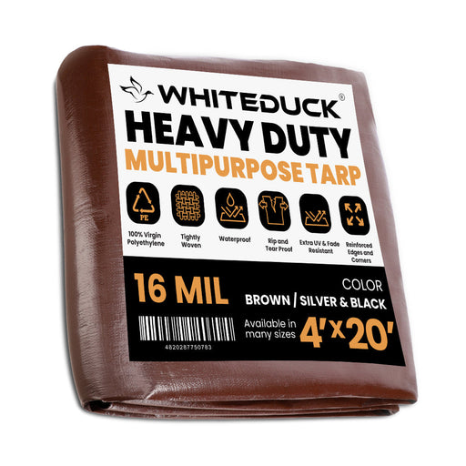 White Duck Super Heavy Duty Thick Poly Tarp Cover, 16Mil, 8oz.