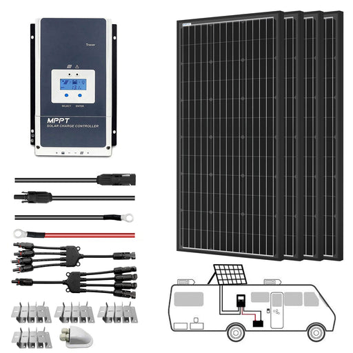 800 Watt Monocrystalline Solar RV Kit w/60A MPPT