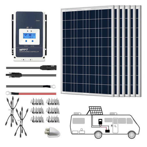ACOPOWER 600W 12V  Poly Solar RV Kits, 50A MPPT Charge Controller