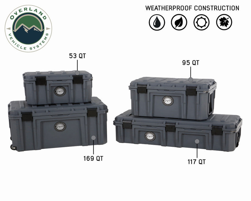 OVS Dry Box Storage Dark Grey 169QT With Wheels, Bottle Opener