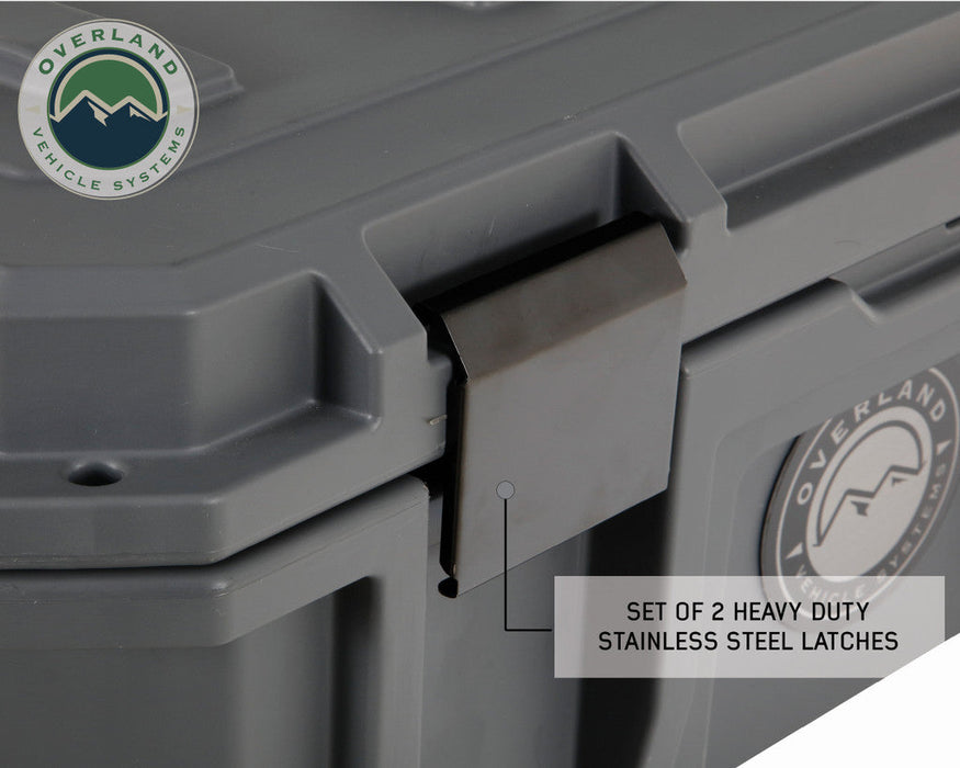 Overland Vehicle System D.B.S. - Dark Grey 169 QT Dry Box with Wheels, Drain, and Bottle Opener - Grey