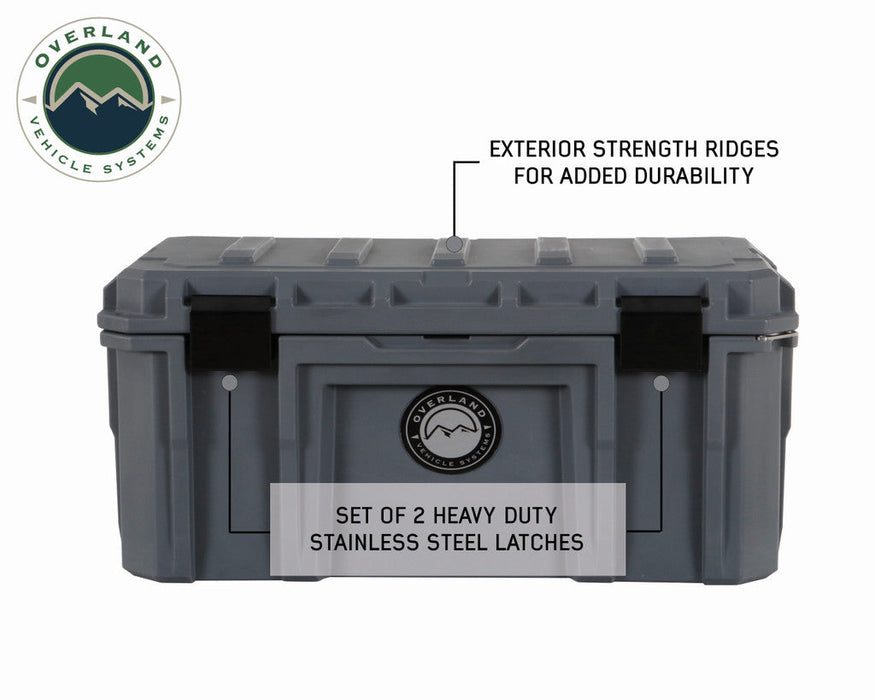 OVS Dry Box Storage - Dark Grey 95QT with Drain, Bottle Opener 40100011