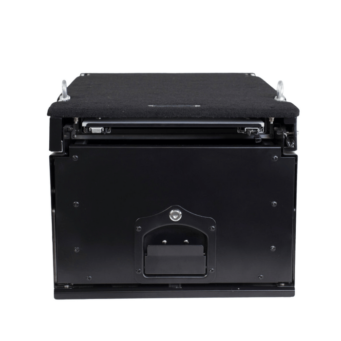 OVS Cargo Box With Slide Out Drawer, Working Station Black Powder Coat Universal