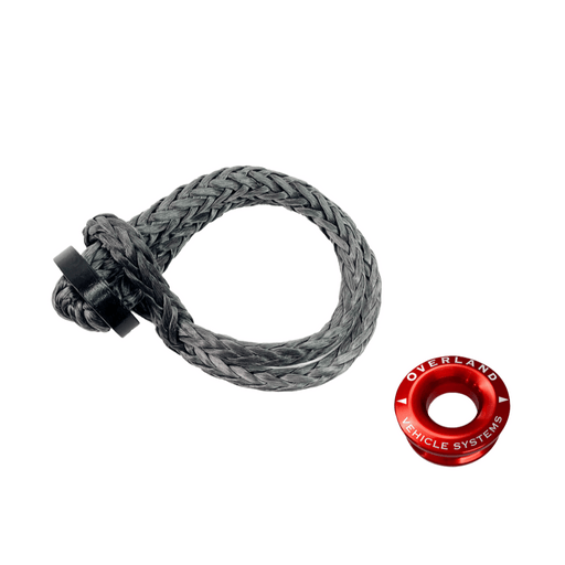 OVS Combo Pack Soft Shackle 7/16" 41,000lb With Collar & Recovery Ring 2.5" 10,000lb Red, 19-8716