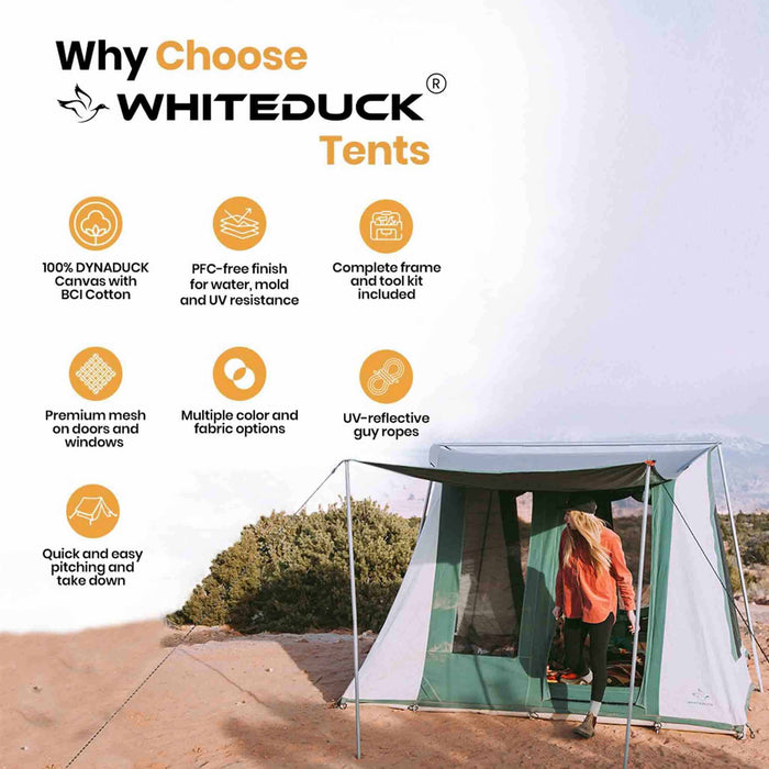 White Duck 10'x10' Prota Canvas Cabin Tent, Water Repellent
