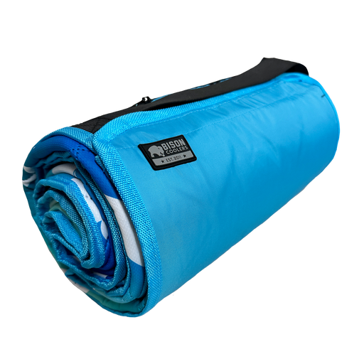 Bison Coolers Terra Large Compact Camping Blanket, Blue Chevron