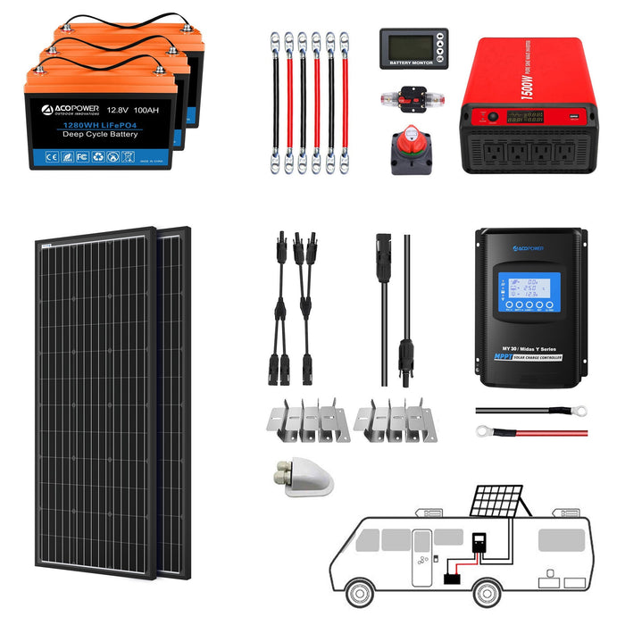 ACOPOWER Lithium Battery Mono Solar Power Complete System with Battery