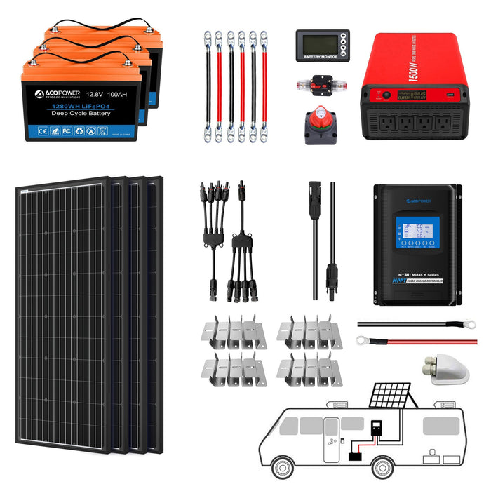 ACOPOWER Lithium Battery Mono Solar Power Complete System with Battery