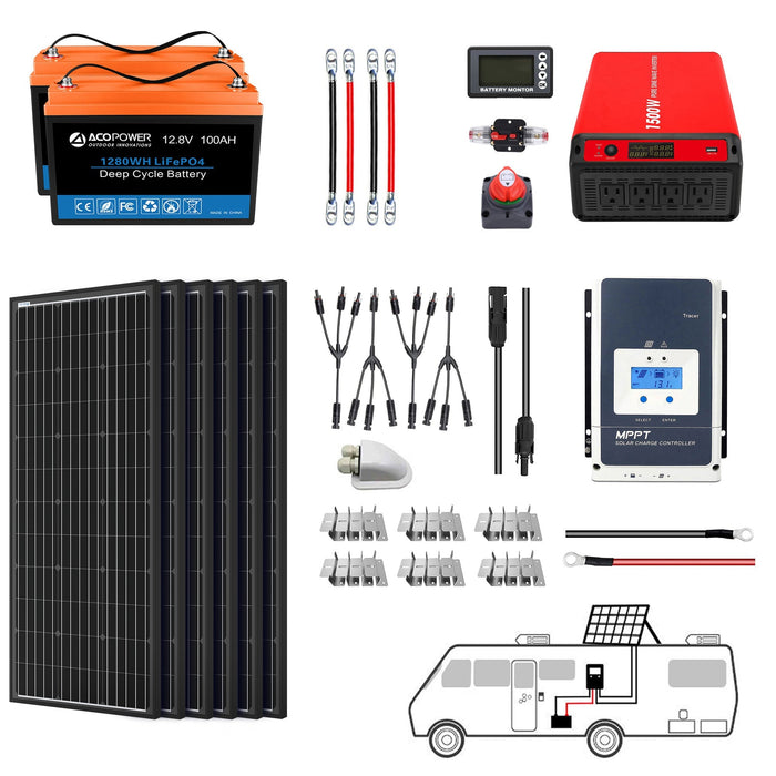 ACOPOWER Lithium Battery Mono Solar Power Complete System with Battery