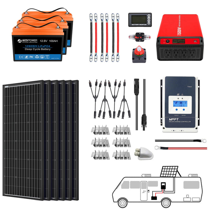 ACOPOWER Lithium Battery Mono Solar Power Complete System with Battery