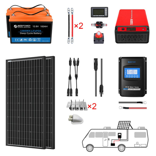 ACOPOWER Lithium Battery Mono Solar Power Complete System with Battery