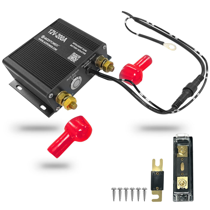 ACOPOWER Dual Battery Isolator Kit, 12V 200 Amp Voltage, Complete VSR