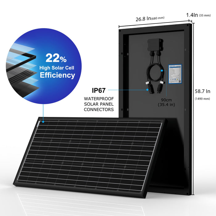 600 Watt Monocrystalline Solar RV Kit w/50A MPPT