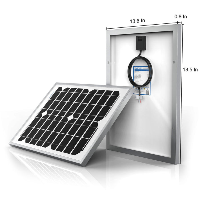 ACOPOWER 20W Mono Solar Panel for 12V Battery Charging, Off-Grid