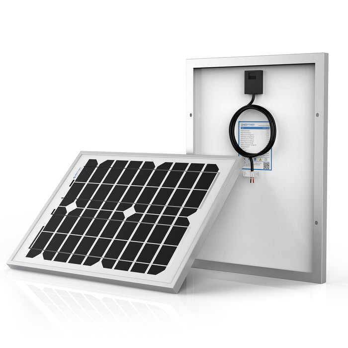 ACOPOWER 20W Mono Solar Panel for 12V Battery Charging, Off-Grid