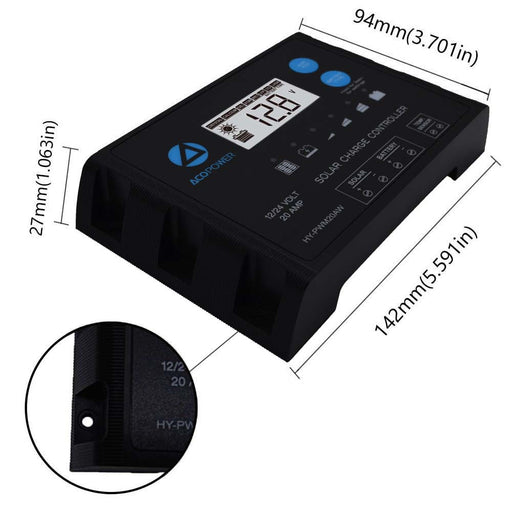 ACOPOWER 12V/24V 200W Mono Solar RV Kit w/ 20A PWM Charge Controller