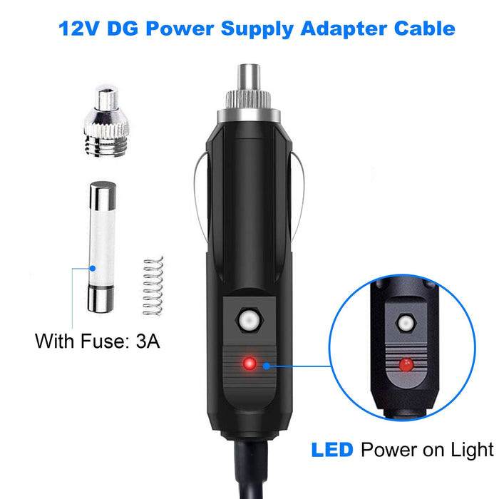 ACOPOWER DC12V/24V Car Cigar Lighter to DC5.5x2.1mm Connector Adapter