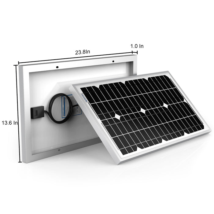 ACOPOWER 30W Mono Solar Panel for 12V Battery Charging, Off-Grid