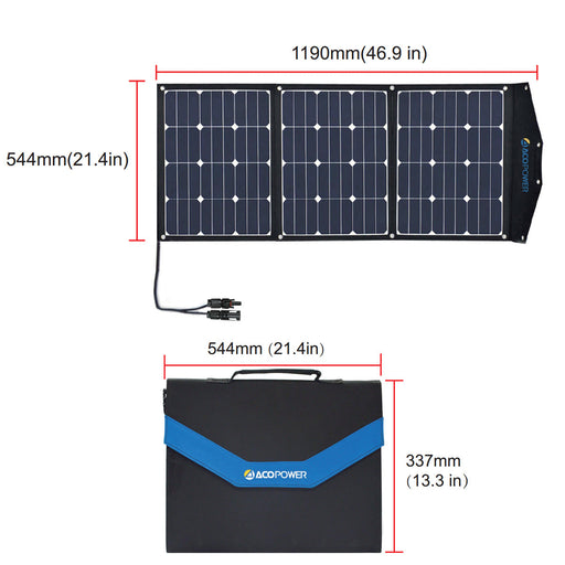 ACOPOWER 90W Foldable Solar Suitcase, without Charge Controller - acopower