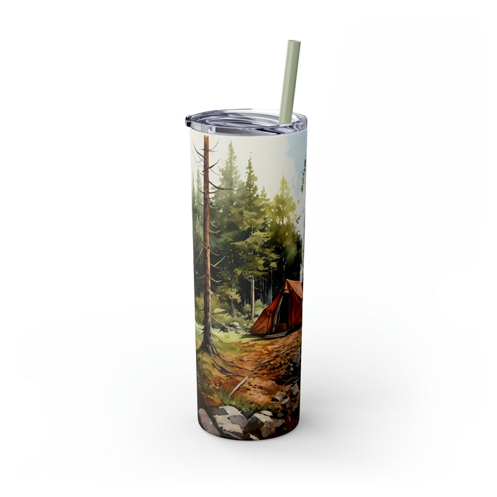 Life is Best When Camping - Skinny Tumbler with Straw, 20oz