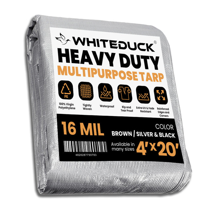 White Duck Super Heavy Duty Thick Poly Tarp Cover, 16Mil, 8oz.