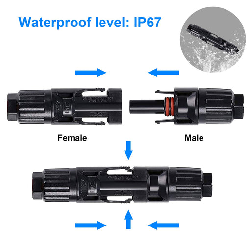 ACOPOWER 2 Pairs PV Connector Male/Female Solar Panel Cable Connectors