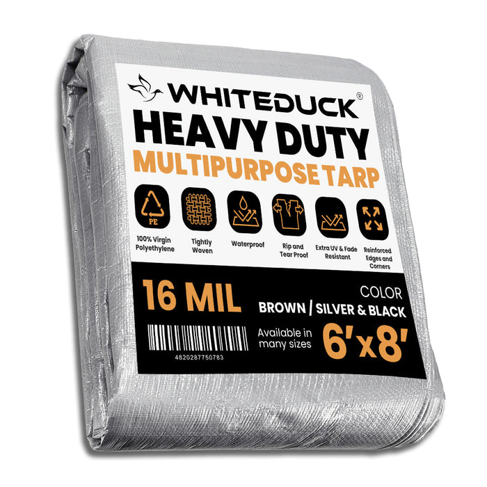 White Duck Super Heavy Duty Thick Poly Tarp Cover, 16Mil, 8oz.