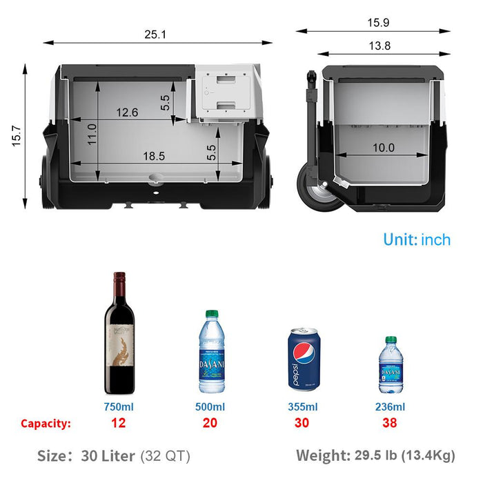 ACOPOWER LiONCooler X30A Combo, Solar Fridge(32 Quart) & Extra Battery