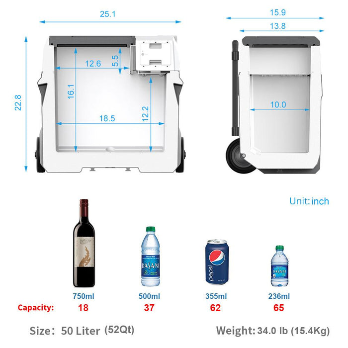 ACOPOWER LiONCooler X50A Combo, Solar Fridge(52 Quart) & Extra Battery