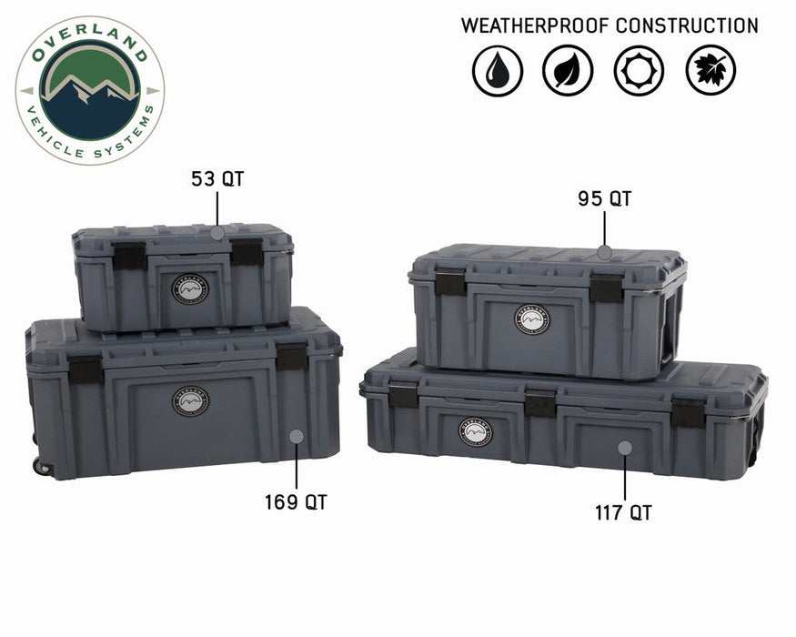 OVS Dry Box Storage - Dark Grey 95QT with Drain, Bottle Opener 40100011