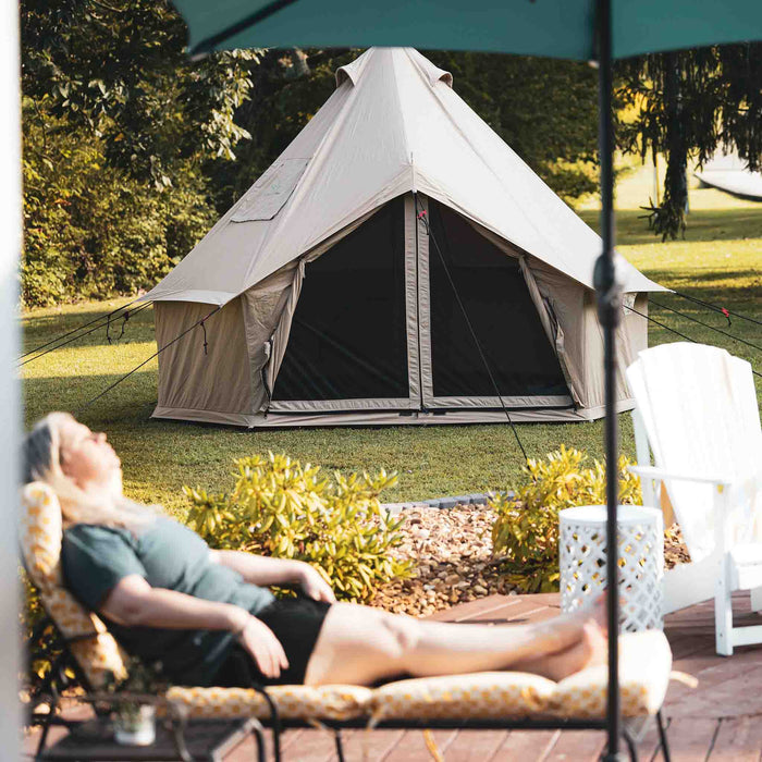 regatta tent White Duck 10' Regatta Canvas Bell Family Camping Tent — Green Gear Store