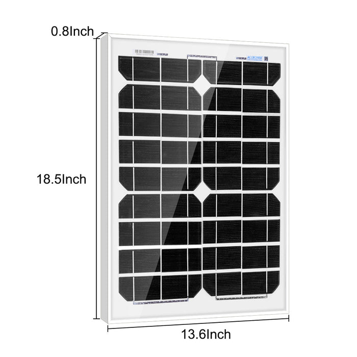 ACOPOWER 20W 12V Solar Charger Kit, 5A Charge Controller w/ Alligator Clips