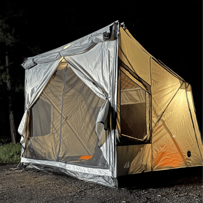 OVS Portable Safari Tent - Quick Deploying 4-Person Ground Tent Gray