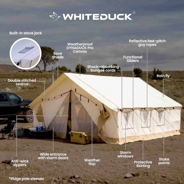 White Duck 16'x24' Alpha Wall Tent, Canvas Camping & Hunting Tent