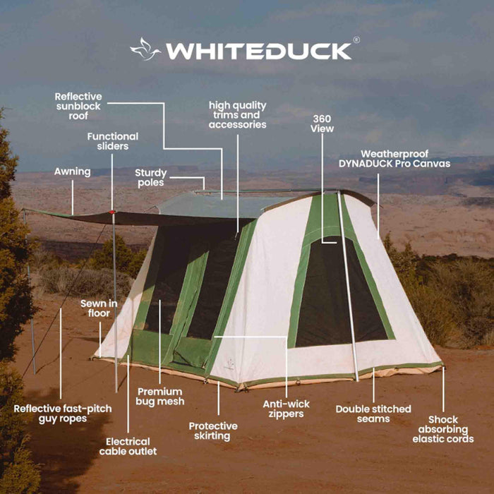 White Duck 10'x10' Prota Canvas Cabin Tent, Deluxe, Water Repellent