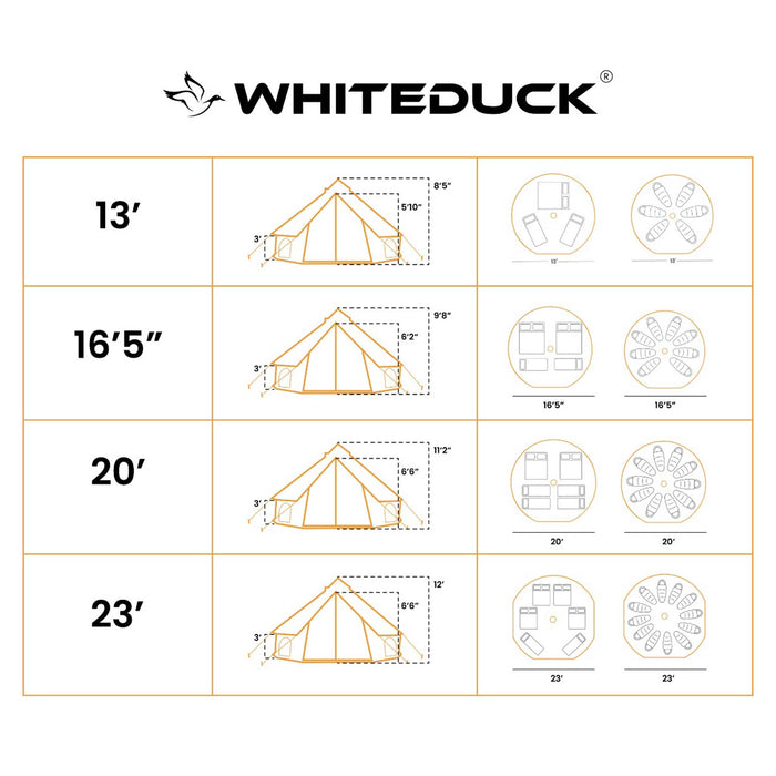 White Duck 23' Avalon Optimus Canvas Bell Family Camping Tent