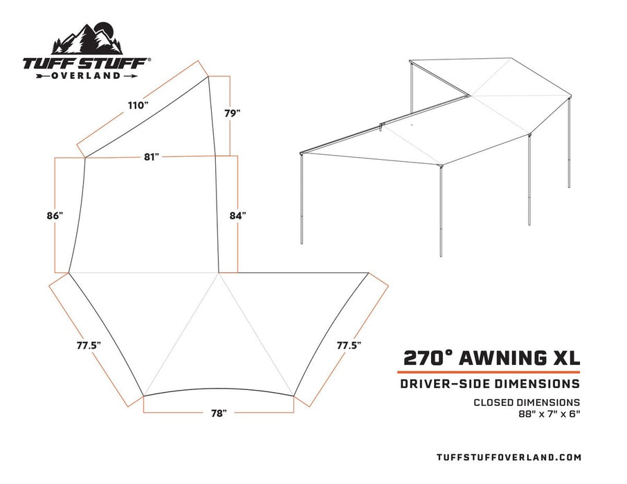 Tuff Stuff 270º Degree XL Awning (Driver)